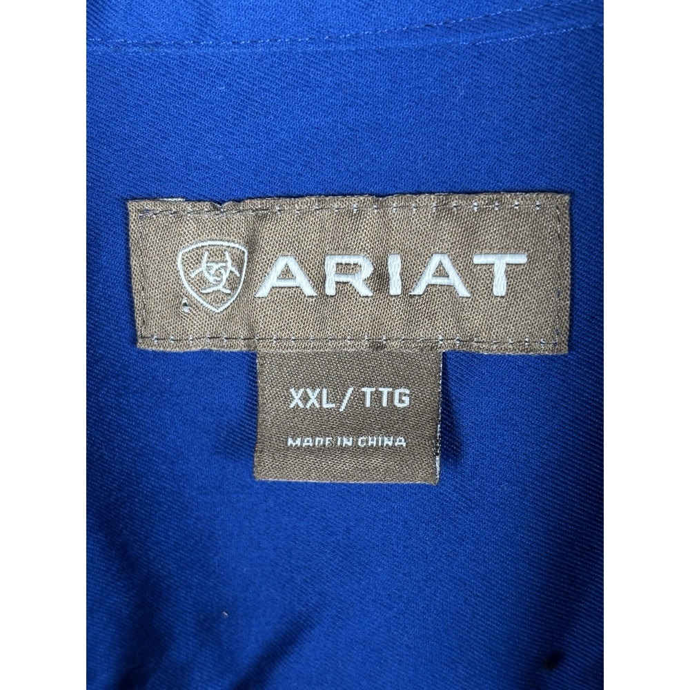 ARIAT Men's Shirt XXL Blue Button Down Long Sleeve Shirt Classic Western 3551 - Picture 2 of 16
